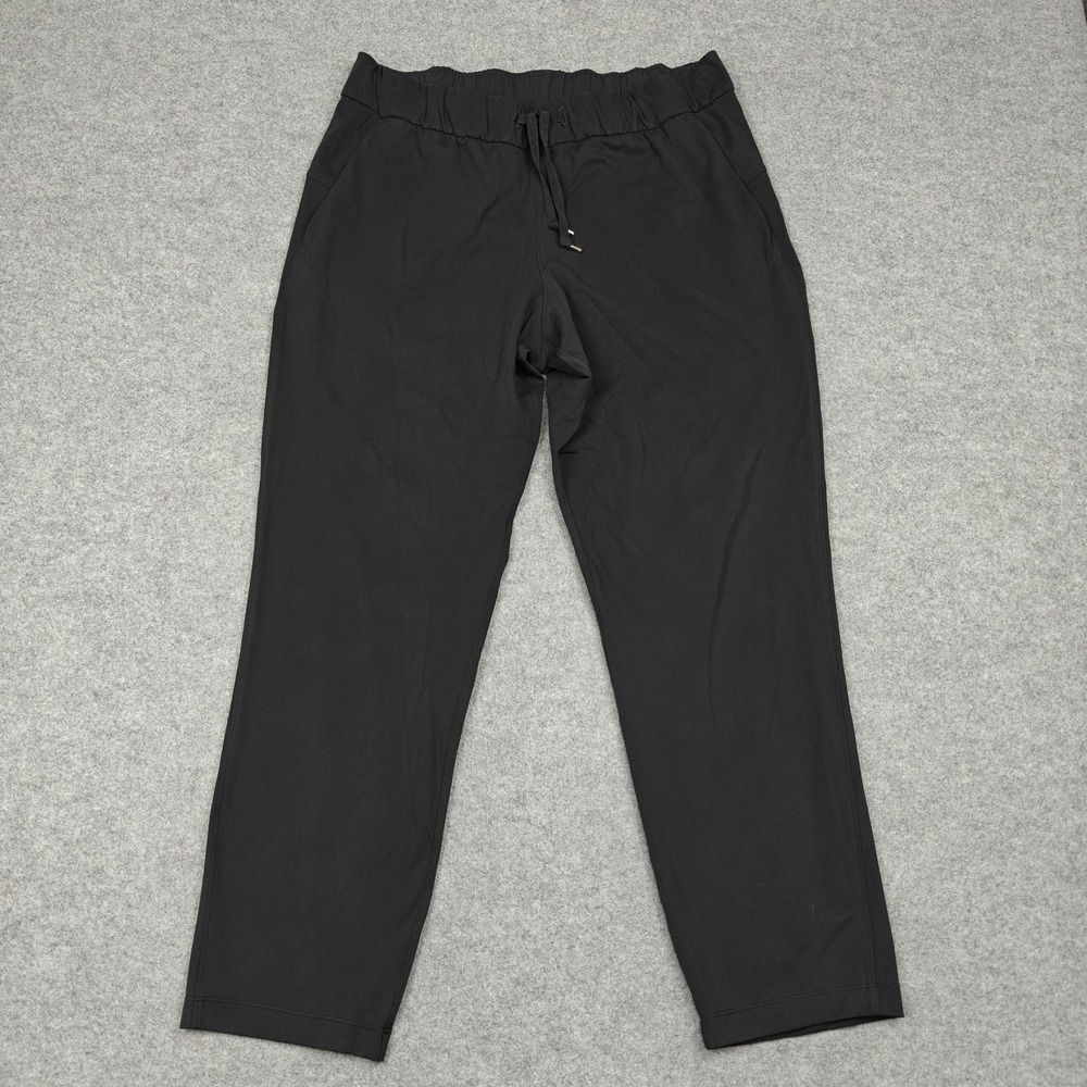 Lululemon Jogger Pants Womens 10 Black Woven Elastic Waist Drawstring Pockets